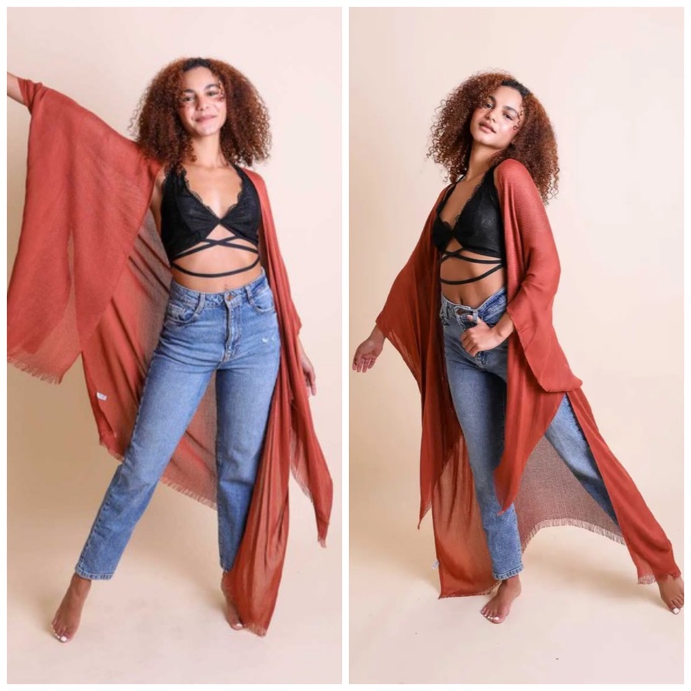 Last 1 New 5 Star Rated Beautiful High Low Kimono Cardigan Wrap Swim Coverup - Picture 4 of 11